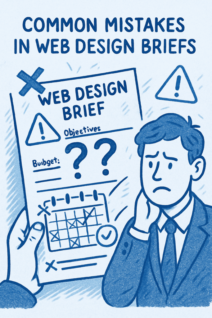 Common mistakes in web design briefs infographic