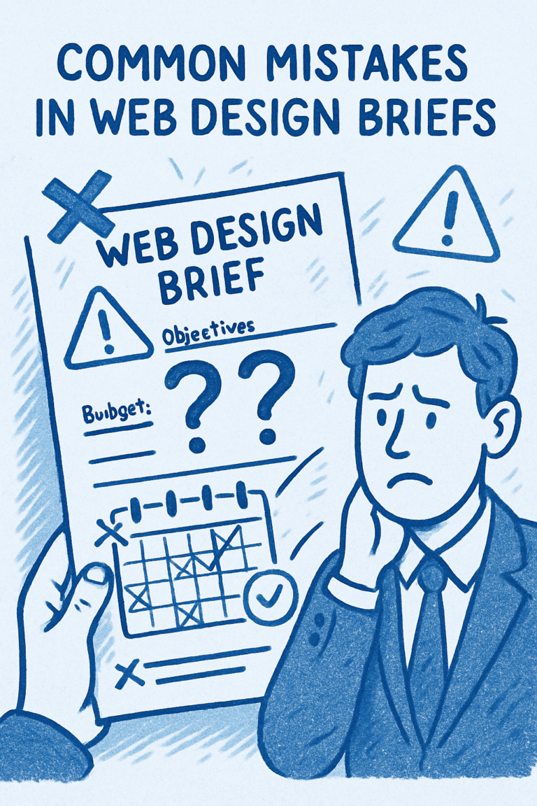 Common mistakes in web design briefs infographic